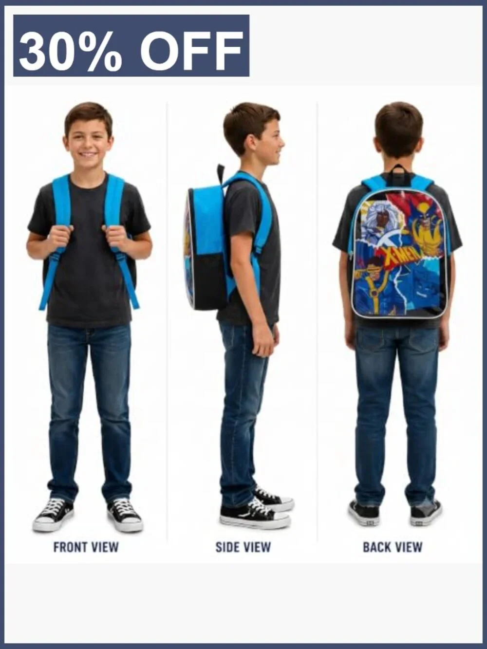 Marvel X-Men Kids Backpack Boys School Daypack Padded Straps Roomy Zip 15in